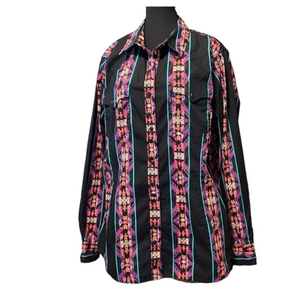 Wrangler Plus Size Western Shirt Pearl Snap Cowgirl Rodeo Stampede Cowboy Sz XXL - Picture 1 of 14
